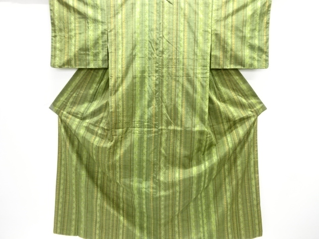 縞に抽象模様織り出し手織り紬着物